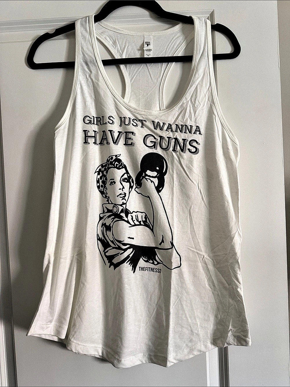 Ideal T Girls Just Wanna Have Guns Racerback Tank White & Black